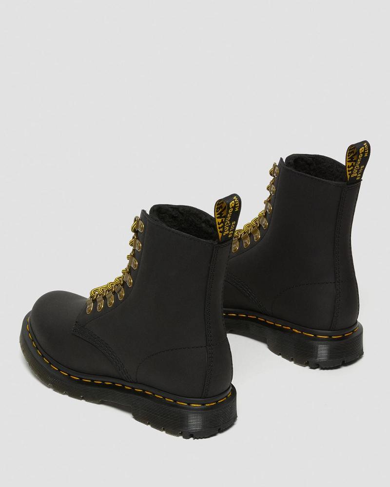 Dr Martens 1460 Pascal DM's Wintergrip Læder Snørestøvler Dame Sort | DK 185PJJ